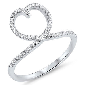 Heart Knot White CZ Promise Ring New .925 Sterling Silver Love Band Sizes 4-10