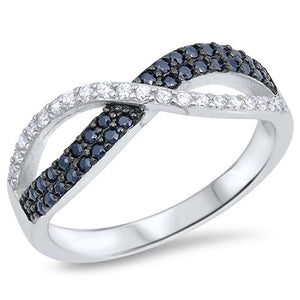 Infinity Knot Black CZ Micro Pave Ring New .925 Sterling Silver Band Sizes 4-10