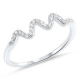 Clear CZ Wave Cute Pointed Wavy Ring New .925 Sterling Silver Band Sizes 2-10