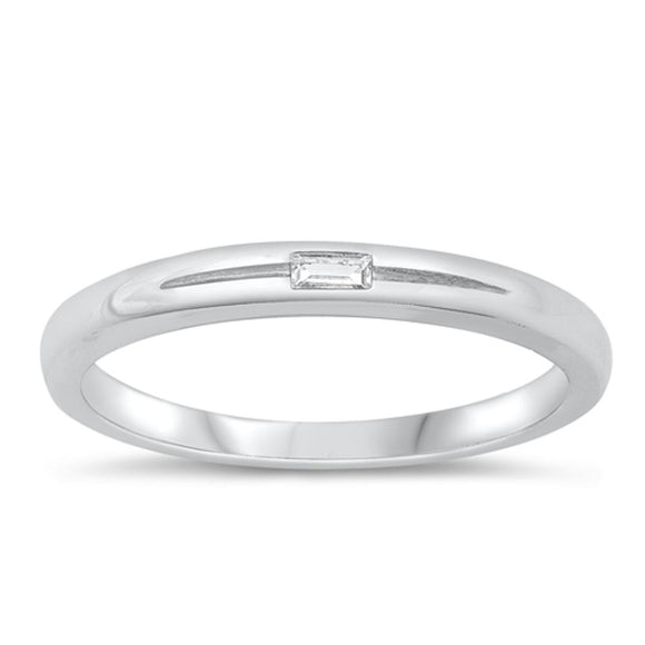 Sterling Silver White CZ Wedding Ring