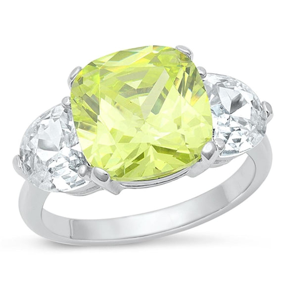 Sterling Silver Peridot CZ Cocktail Ring