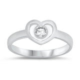 Sterling Silver Heart Baby Ring w/ Clear CZ Child Band Solid 925 Sizes 1-5
