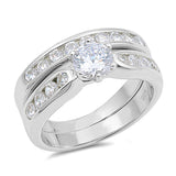 White CZ Unique Wedding Set Ring New .925 Sterling Silver Band Sizes 5-10