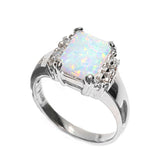 Women's White Lab Opal CZ Classic Ring New .925 Sterling Silver Band Sizes 5-10
