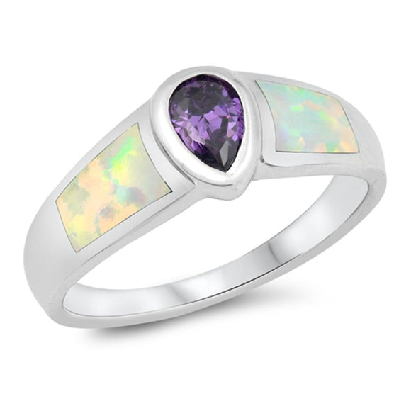 Amethyst CZ Simple Polished Elegant Ring New 925 Sterling Silver Band Sizes 5-10