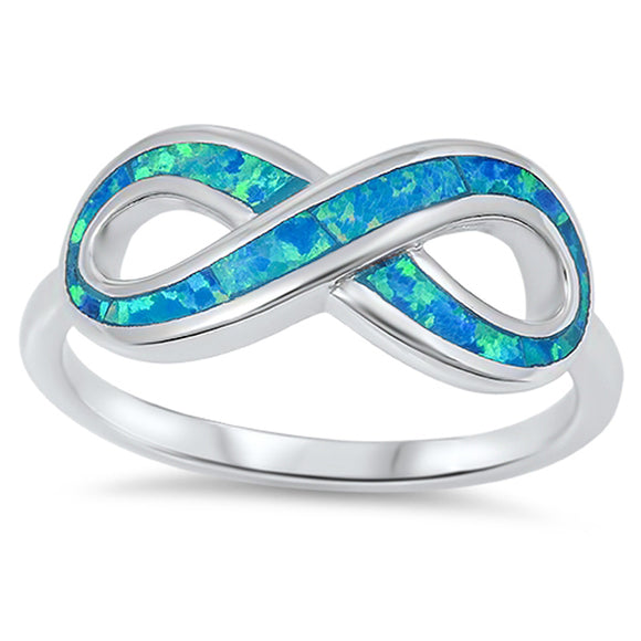Infinity Blue Lab Opal Fashion Ring New .925 Sterling Silver Band Sizes 4-10