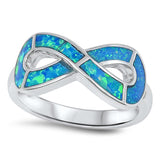 Women's Infinity Blue Lab Opal Promise Ring .925 Sterling Silver Band Sizes 5-10