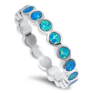 Eternity Band Blue Lab Opal Wholesale Ring New .925 Sterling Silver Sizes 4-10