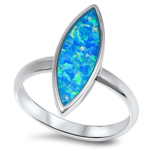 Large Solitaire Blue Lab Opal Fashion Ring .925 Sterling Silver Band Sizes 5-10