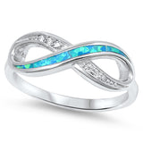Infinity Ring Blue Lab Opal Clear CZ New .925 Sterling Silver Band Sizes 5-10