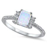 Princess Cut White Lab Opal Clear CZ Promise Ring 925 Sterling Silver Sizes 5-10