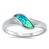 Wave Slash Blue Lab Opal Fashion Ring New .925 Sterling Silver Band Sizes 5-10