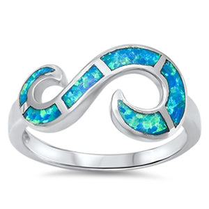 Open Infinity Swirl Blue Lab Opal Ring New .925 Sterling Silver Band Sizes 6-10