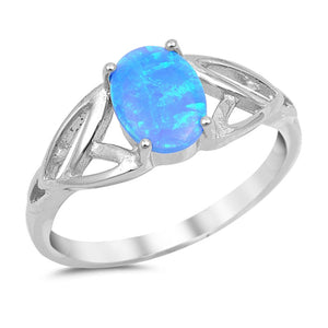 Solitaire Blue Lab Opal Celtic Knot Ring .925 Sterling Silver Band Sizes 4-12