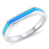 Blue Lab Opal Angled Wedding Ring New .925 Sterling Silver Thumb Band Sizes 4-10