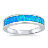 Long Stripe Blue Lab Opal Wedding Ring New .925 Sterling Silver Band Sizes 4-12