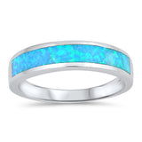 Long Stripe Blue Lab Opal Wedding Ring New .925 Sterling Silver Band Sizes 4-10