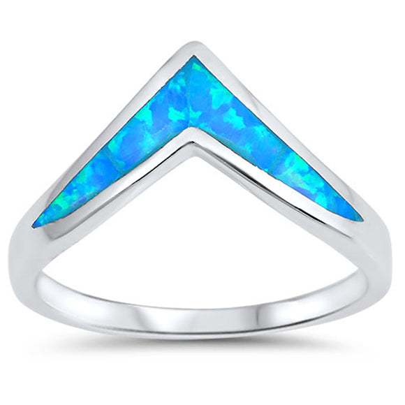 Blue Lab Opal Chevron Pointed Thumb Ring New 925 Sterling Silver Band Sizes 4-12