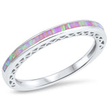 Pink Lab Opal Stackable Promise Ring New .925 Sterling Silver Band Sizes 4-10