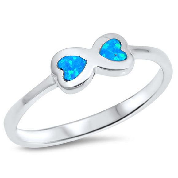 Blue Lab Opal Infinity Heart Promise Ring .925 Sterling Silver Band Sizes 4-10