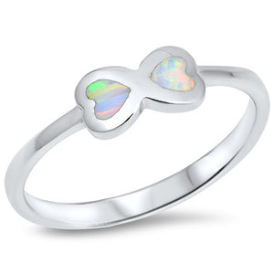 White Lab Opal Infinity Heart Promise Ring .925 Sterling Silver Band Sizes 4-10