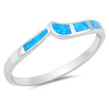 Blue Lab Opal Polished Wave Chevron Thumb Ring Sterling Silver Band Sizes 5-10