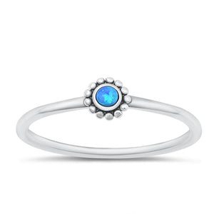 Sterling Silver Blue Lab Opal Flower Ring