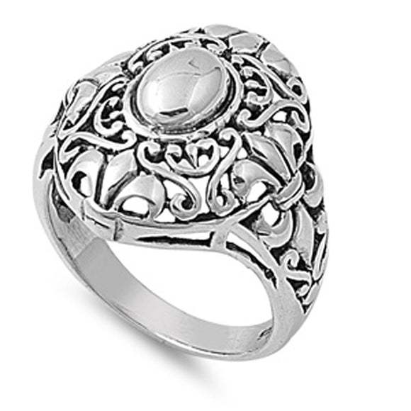 Sterling Silver Womans Celtic Fleur De Lis Ring Fashion Band 22mm Sizes 5-10