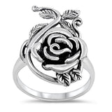 Sterling Silver Woman's Rose Flower Fashion Ring Polished 925 Band Sizes 4-12