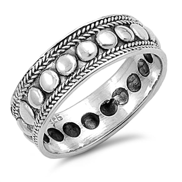 Bali Rope Oxidized Thin Thumb Ring New .925 Sterling Silver Band Sizes 6-13