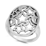 Universe Star Moon Cutout Classic Ring New .925 Sterling Silver Band Sizes 6-9