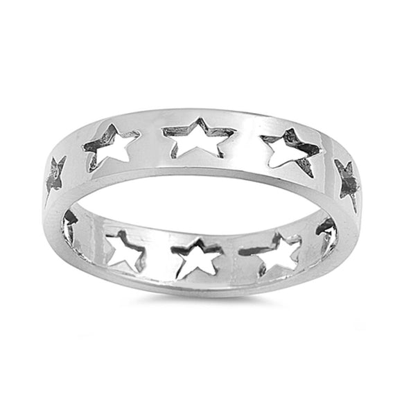 Sterling Silver Baby Star Eternity 4mm Band Beautiful Solid 925 Ring Sizes 2-10