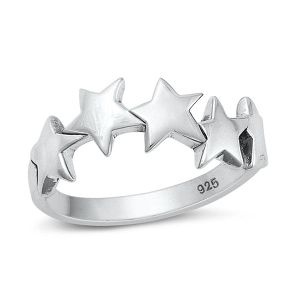 Sterling Silver Woman's Polished Star Ring Polished New 925 Band 7mm Sizes 5-10