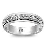 Sterling Silver Womans Mens Braid Wedding Ring Fashion 925 Band 5mm Sizes 7-13