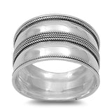 Sterling Silver Women's Bali Rope Ring Wide 925 Fashion Band Sizes 5-12