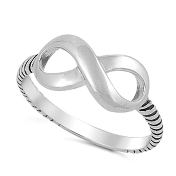 Infinity Forever Unique Ring New .925 Sterling Silver Bali Rope Band Sizes 5-9