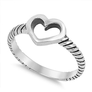 Heart Cutout Promise Ring New .925 Sterling Silver Rope Bali Band Sizes 4-9