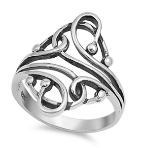 Women's Curved Ball Fashion Abstract Ring .925 Sterling Silver Band Sizes 4-13