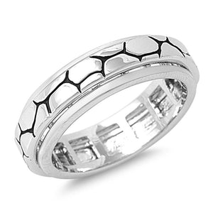 Men's Spinner Wedding Ring New .925 Sterling Silver Nugget Band Sizes 5-13