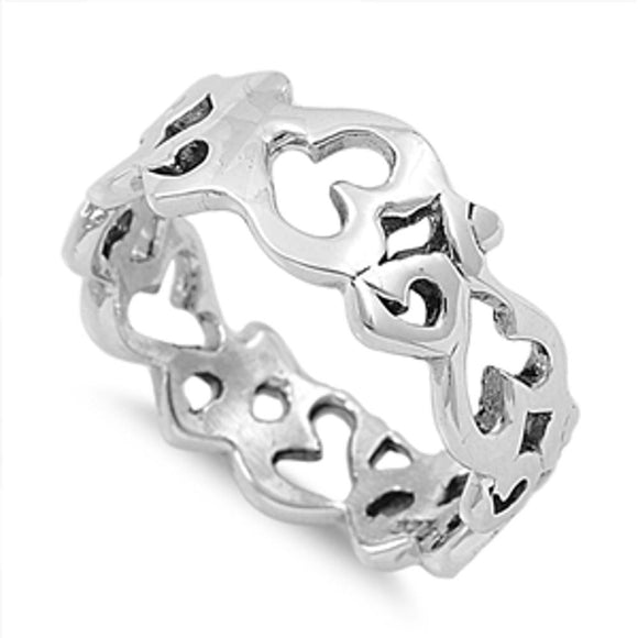 Women's Om Sign Eternity Cute Ring New .925 Sterling Silver Band Sizes 5-10