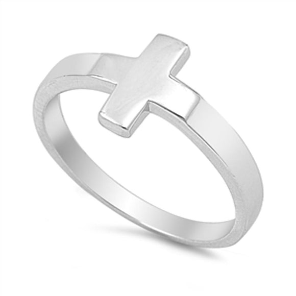 Women's Sideways Cross Christian Ring New .925 Sterling Silver Band Sizes 4-10