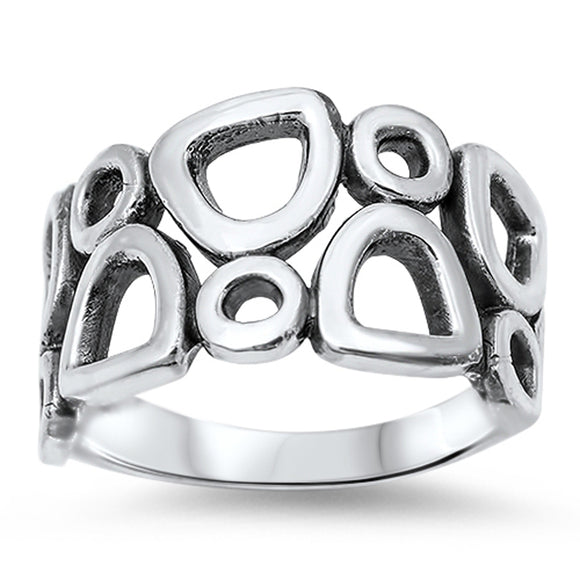 Women's Pebble Bubble Cutout Fashion Ring .925 Sterling Silver Band Sizes 6-10