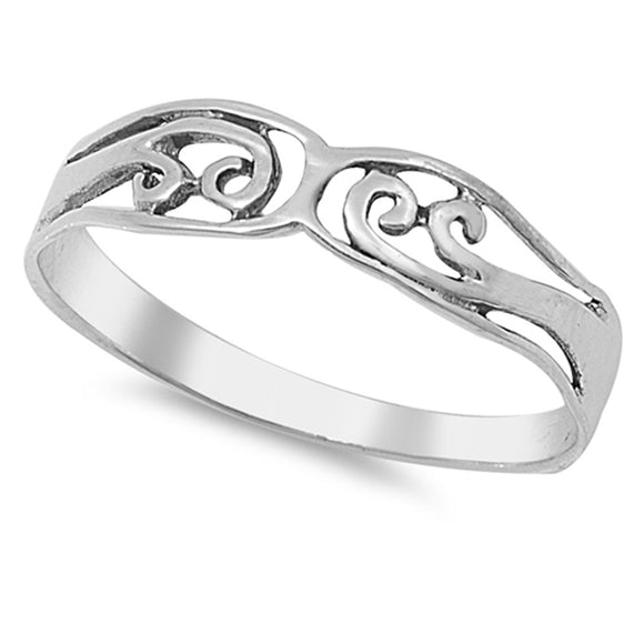 Women's Swirl Design Cute Fashion Ring New .925 Sterling Silver Band Sizes 4-9