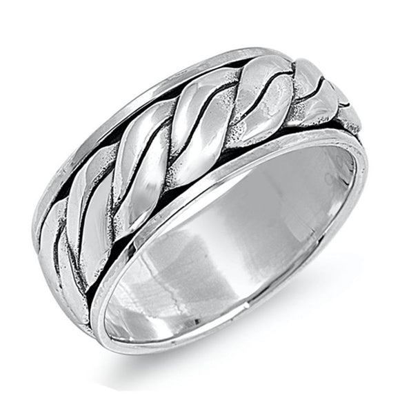 Men's Wedding Ring Classic Celtic Rope New .925 Sterling Silver Band Sizes 7-13