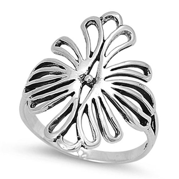 Women's Fashion Flower Polished Ring New .925 Sterling Silver Band Sizes 5-10