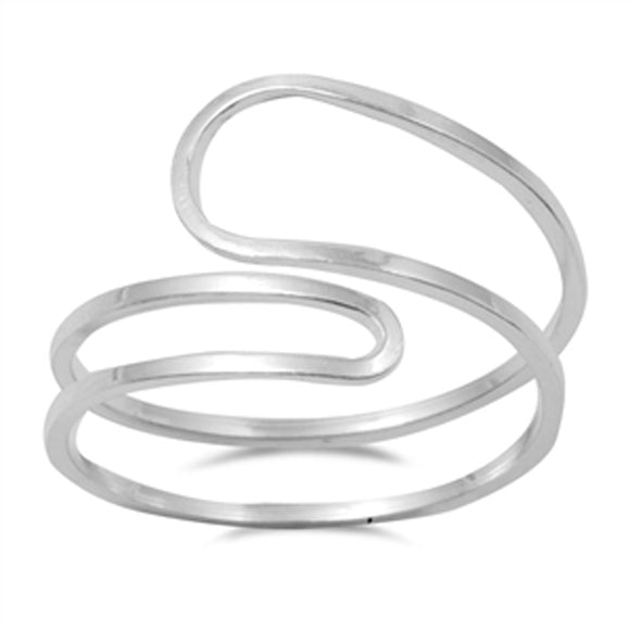 Open Unique Abstract Designer Ring New .925 Sterling Silver Band Sizes 5-10