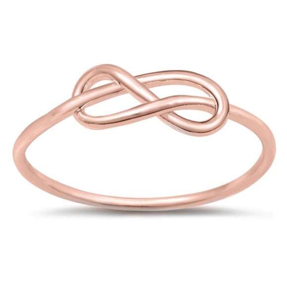 Rose Gold-Tone Infinity Knot Forever Ring .925 Sterling Silver Band Sizes 3-12