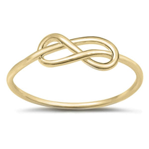 Gold-Tone Infinity Knot Forever Love Ring .925 Sterling Silver Band Sizes 3-12