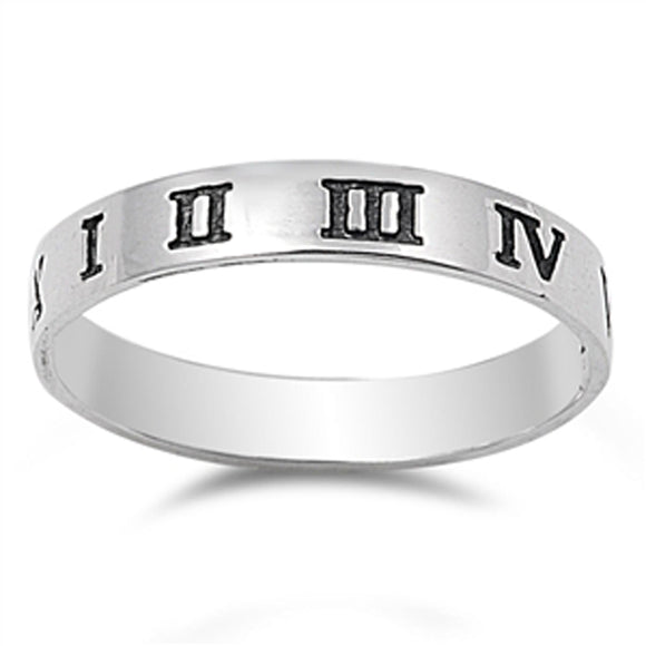 Roman Numeral Cute Ring New Solid .925 Sterling Silver Band Sizes 4-10
