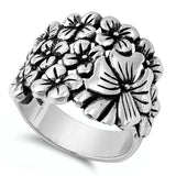 Women's Flower Bouquet Cute Unique Ring New .925 Sterling Silver Band Sizes 5-10